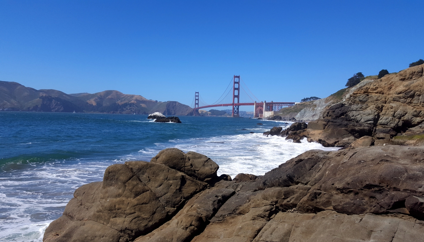 Výhled na Golden Gate Bridge, Baker Beach